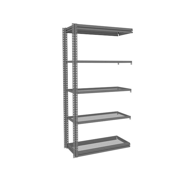 Z-Line Shelving W/ Five Perf. Shlvs, Boltless, 42"Wx18"Dx84"H, Add-On, Gry